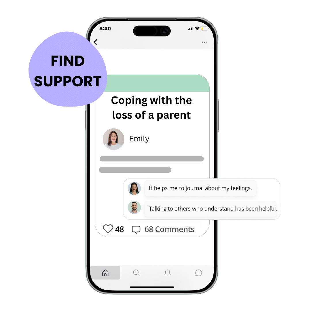 Safe online community space for sharing stories and grief support